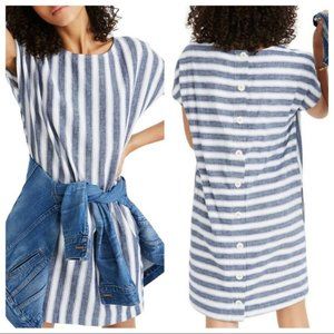 Madewell Striped Play Button Back Dress XS